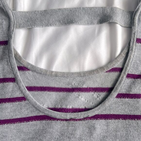 GUESS Vintage Y2K Vibes Grey Purple Glitter Stripe Bling Graphic Sweater… - Picture 5 of 5